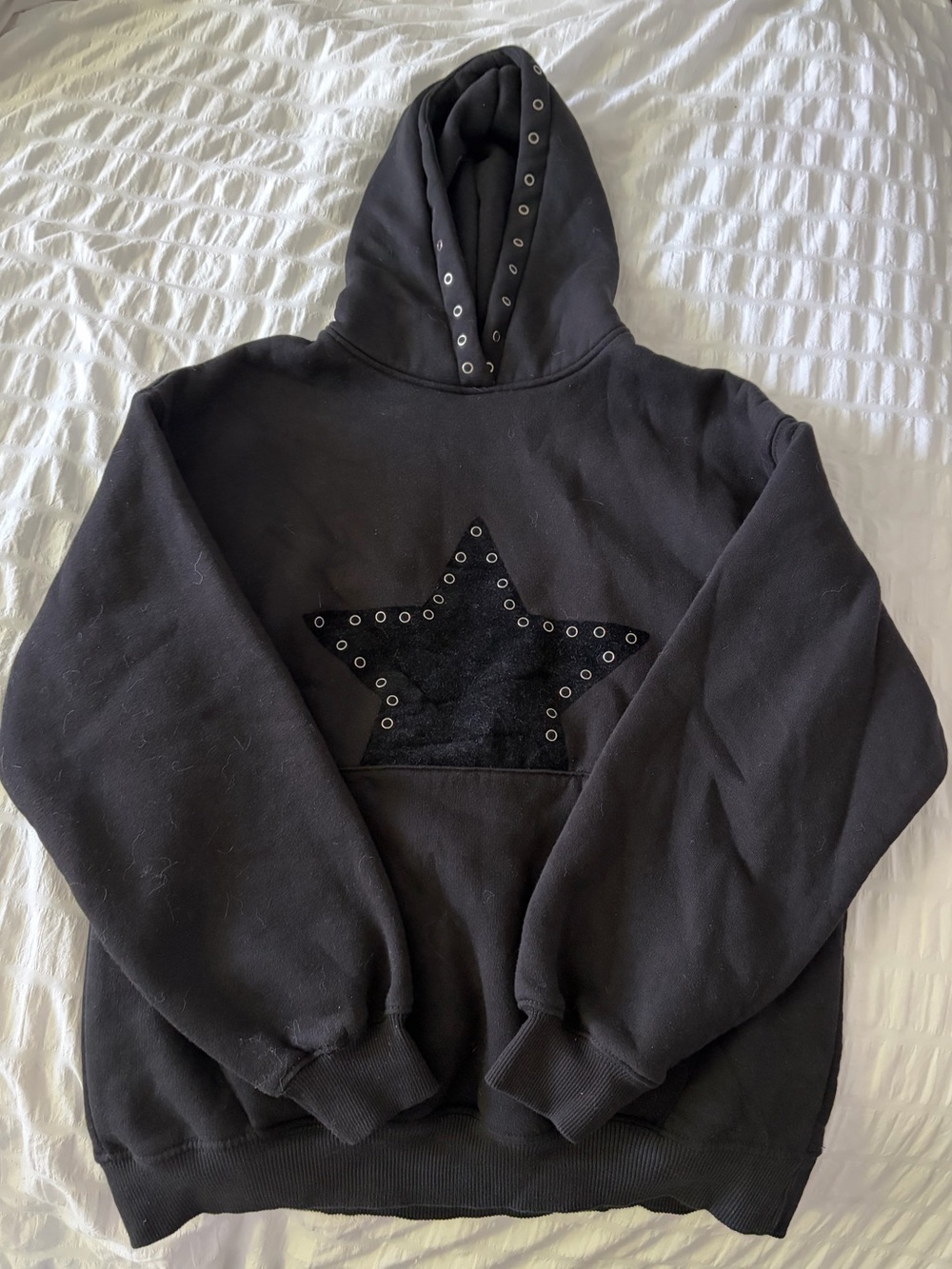 Zara Black Star-Embellished Hoodie Sweatshirt